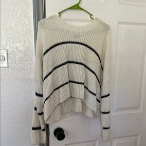 Striped White and navy Women's Sweater